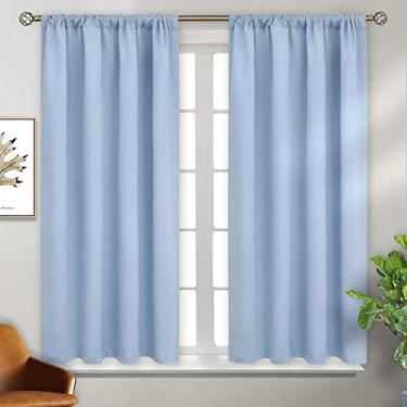 Imagem de BGment Cortinas de escurecimento de quarto azul bebê 121 cm de comprimento - cortinas curtas com isolamento térmico privacidade para janelas de quarto de crianças de berçário, 106 x 121 cm, 2 painéis