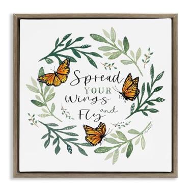 Imagem de Stupell Industries Spread Your Wings Butterflies Gold Framed Floater Canvas Wall Art, design por Elizabeth Tyndall, 25 x 25