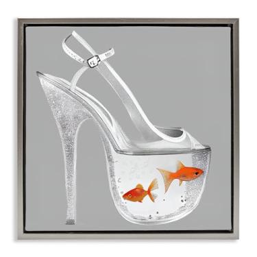 Imagem de Stupell Industries Sparkle Fish Fashion Goldfish Gray Framed Floater Canvas Wall Art, design by Sasha, 18 x 18