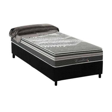 Imagem de Conjunto Box Solteiro: Colchão Molas Paropas Excellent Grafite + Base Crc Suede Black (88x188)