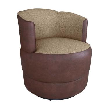 Imagem de Poltrona Decorativa Giratória Base De Ferro Marselha Sintetico Rustico Linho Areia Matrix Sintetico Rustico Linho Areia