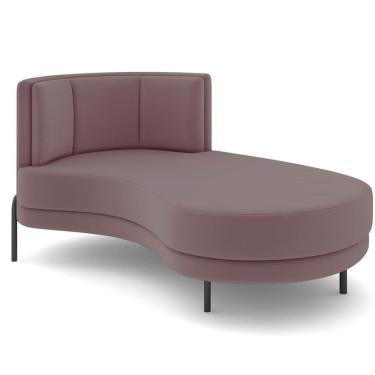 Imagem de Chaise Longue Divã 164cm Braço Esquerdo Logus D06 Veludo Rosê - Mpozenato