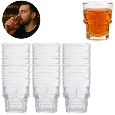 Imagem de Jogo 18 Copos De Shot Caveira P/ Dose Vodka Tequila 50ml - Freecom