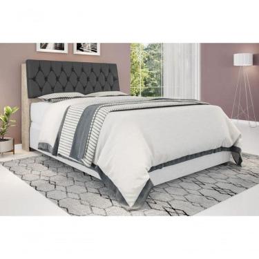 Imagem de Cabeceira Box Casal 1,38 Isis Amarula Com Capitonê Preto - Framar Móveis