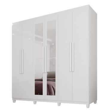 Imagem de Guarda-roupa Casal 100% Mdf 6 Portas E 4 Gavetas Espanha Com Espelho