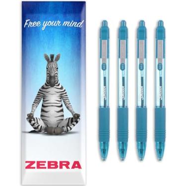Imagem de Caneta esferográfica retrátil Zebra Z-Grip de tinta lisa – ponta de 1,0 mm – pacote com 4 canetas – na embalagem da caixa de presente – azul claro