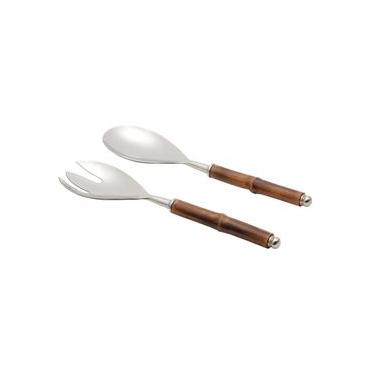 Imagem de 2 Talheres para Salada em Bambu e Inox Wolff