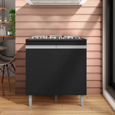 Imagem de Balcão De Cozinha 2 Portas Cambrigde Preto Fosco