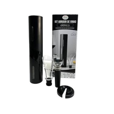 Imagem de Kit Abridor De Vinho Elétrico Automático 4 Peças - Saca Rolhas Elétrico Cortador de Lacre Rolha a Vácuo e Bico Dosador