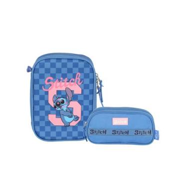 Imagem de Kit Escolar Lilo Stitch Estojo Box + Estojo Triplo Original - Luxcel, 