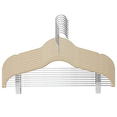 Imagem de Cabides com Clips Móveis Veludo Ultra Fino Rack -Deslizante para Saia Calças Casa Viagem