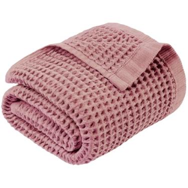 Imagem de DEMMEX Toalha de banho turca de tecido waffle de algodão orgânico - ultra macia, leve, secagem rápida, certificado Oeko-Tex, 100% algodão turco (rosa pó, grande (60 x 30))
