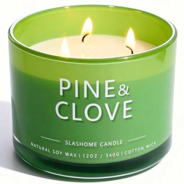 Imagem de Velas com perfume de pinheiro e cravo, velas perfumadas para casa, 340 g de soja luxuosa, 50 horas de tempo de queima, presentes de aniversário e Natal para mulheres e homens