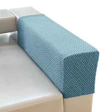 Imagem de PBIEHSR Capas de braço de sofá para sofá, capas de poltrona de apoio de braço, capas elásticas para cadeira reclinável, conjunto de 2 (azul aço, grande)