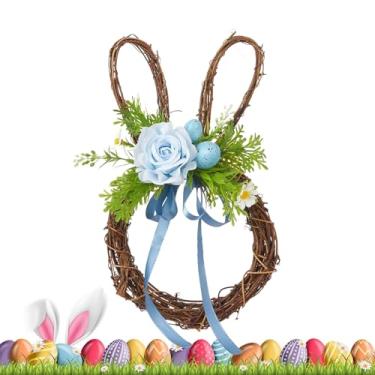 Imagem de Grinalda De Porta Da Páscoa, Decoração Sazonal com Laço de Coelho, Coroa de Primavera Campestre, Para Casa Escritório Apartamento Café Exterior Interior Parede Sala de Estar