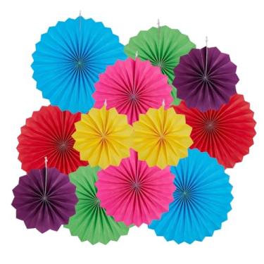 Imagem de SUPERFINDINGS 12 peças, 6 estilos para pendurar leques de papel, decoração de festa, carnaval, circo, favo de mel, conjunto de guirlandas de papel para festa, aniversário, casamento, eventos
