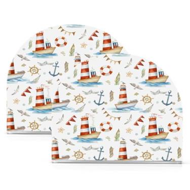 Imagem de Qilmy Porta-guardanapos acrílico para farol listrado, suporte de lenços de mesa independente transparente, dispensador de papel de coquetel para cozinha, jantar, restaurante, bar, decoração, 2