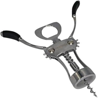 Imagem de Saca-rolhas manual duravel de metal cromado para garrafas, confiavel