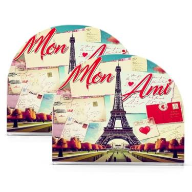 Imagem de Qilmy Porta-guardanapos acrílico Torre Eiffel, suporte de lenços de mesa independente, dispensador de papel de coquetel para cozinha, jantar, restaurante, bar, decoração, 2 unidades