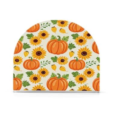 Imagem de Qilmy Porta-guardanapos de acrílico laranja abóbora amarelo girassol, suporte de guardanapo de coquetel de plástico transparente para mesas de restaurante de cozinha, 2 peças