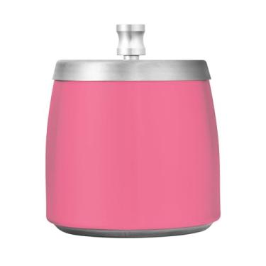 Imagem de JUZIHAI Cinzeiro rosa de cor sólida com tampa, cinzeiro de aço inoxidável inodoro à prova de vento cinzeiro sem fumaça para escritório em casa, pátio, varanda, cigarro