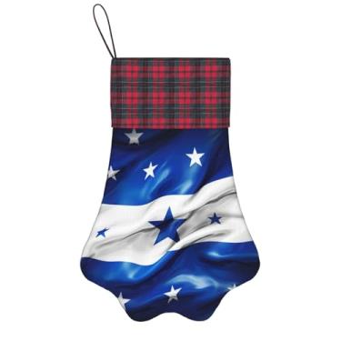 Imagem de SKKNT Meias de Natal com estampa de bandeira de Honduras, animais de estimação, decoração de Natal, cães, gatos, árvores, doces, presente conveniente
