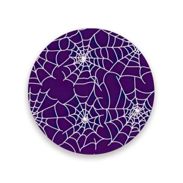 Imagem de JUZIHAI Conjunto de 2 porta-copos de teia de aranha de Halloween, porta-copos redondos de pedra de cerâmica absorvente de 9 cm com base de cortiça, tapete de proteção de mesa para cozinha, bar