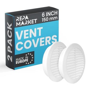 Imagem de Repa Market Capa de ventilação redonda branca de 15 cm (abertura) – Pacote com 2 – Grelha com persianas de plástico – Ventilação macia com tela de malha – dutos HVAC, teto, ventilação de parede
