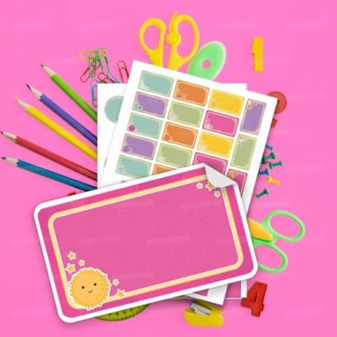 Imagem de Kit de Etiquetas Escolares Tema Sistema Solar 02 sem nome para marcar cadernos, livros, estojos, mochilas e lancheiras das crianças