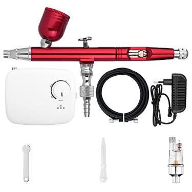 Imagem de Airbrush de ação dupla com mini bateria kit de compressor de ar sem fio 0.3mm escova de ar spray ferramenta de limpeza de pistola para maquiagem prego tinta(NCT-SLC-W-S1,US plug)