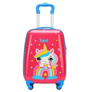 Imagem de Mini Mala Viagem Bordo Pequena 4 Rodas Unicórnio Rabisk, Rosa