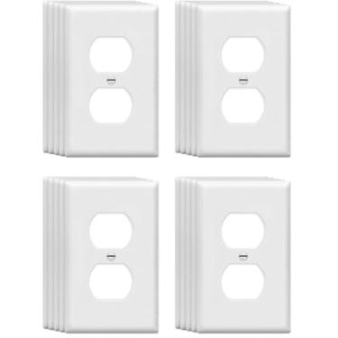 Imagem de Placas de parede com tampa de tomada duplex de tamanho médio, 12,4 cm x 7,9 cm, placa de cobertura elétrica, placa frontal termoplástica inquebrável para interruptor de tomada de receptáculo de luz