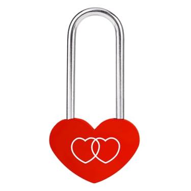 Imagem de VeYocilk 1 cadeado de coração de liga de alumínio vermelho, cadeado de coração único para casais, amigos, dia dos namorados, aniversário, casamento, viagem, ponte (sem chave)