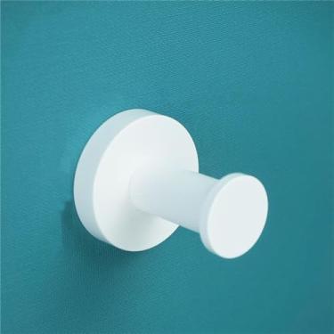 Imagem de GROWBY Suporte de toalha branco de aço inoxidável, escova de banheiro, rolo de papel, suporte de escova de dentes, bandeja de sabão, kit de banheiro, gancho de robe único