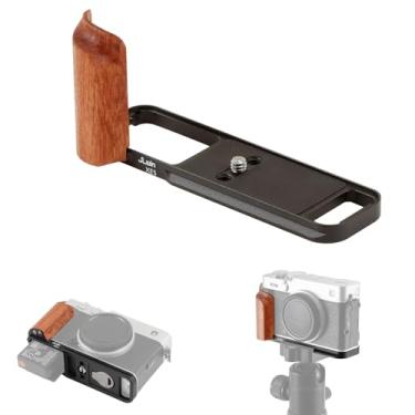 Imagem de FOTGA Alça lateral de madeira leve X-E5 em forma de L para câmera Fujifilm X-E5 XE5, com suportes de 1/10.2 cm-20, placa de montagem de tripé suíço Arca de liberação rápida (preto)