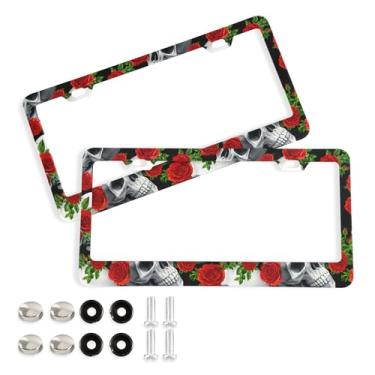 Imagem de SEHANY Molduras de placa de carro estilo gótico, moldura de placa de carro de alumínio à prova de ferrugem com furos e parafusos elípticos serve para veículos padrão dos EUA tamanho acessórios de