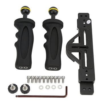 Imagem de Bandeja de câmera subaquática com design de alça dupla, oferece estabilidade excepcional para debaixo d'água. A bandeja estabilizadora de câmera TS-7 oferece um suporte leve para sua ação