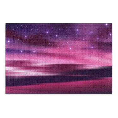 Imagem de Quebra-cabeça para adultos 1000 peças arte animal flor personalizada divertido Prime quebra-cabeça mundo estrelas céu tempestuoso rosa engraçado, 75 x 40 centímetros