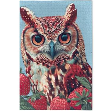 Imagem de Quebra-cabeça fofo coruja morango 500 peças adultos arte animal quebra-cabeça divertido presente personalizado divertido elefantes brancos, presentes, 52 cm x 37,8 cm