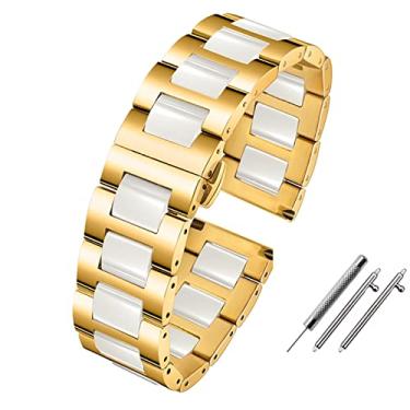 Imagem de KKFAUS Pulseira de relógio inteligente 20mm 22mm pulseira de cerâmica para Samsung gear S2 S3 S4 pulseira de substituição para relógio HUAWEI 2 Pro gt2 pulseiras mágicas (cor: bege, tamanho: 22mm)