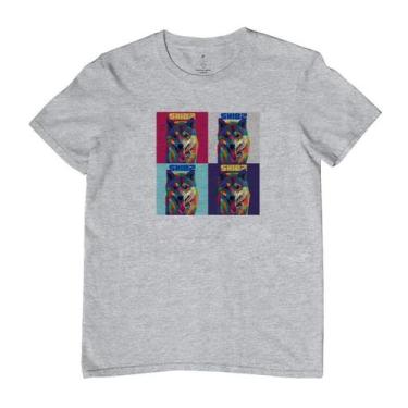 Imagem de Camiseta Masculina Shiba Pop Art - Reserva INK, G, Cinza