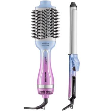 Imagem de Kit Linha by Juliette Quatro Elementos Escova Secadora Azul/Rosa 1300W Bivolt - ES-JU-03 + Modelador de Cachos, Azul/Rosa, 70W, Bivolt - MC-JU-03