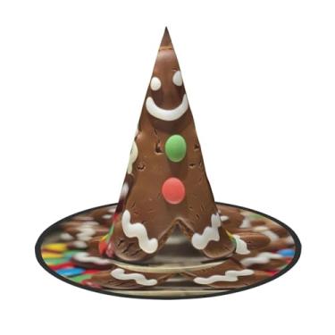 Imagem de XLLingL Gingerbread Man Candy Print Halloween Witch Hat,Wizard Hat,Suitable For Role-Playing Parties And Costume Parties-1 Piece