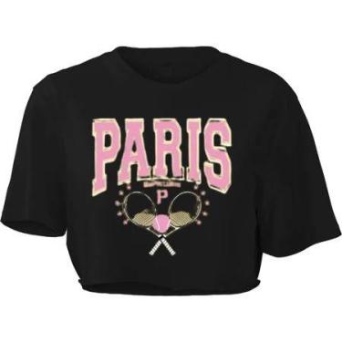 Imagem de Cropped Feminino 100% Estampa Tendência Verão paris - Dinka, m, Preto