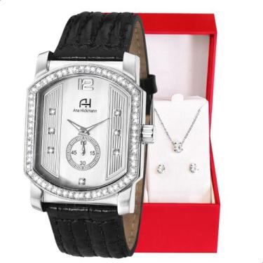 Imagem de Relógio Feminino Champion Ana Hickmann Couro Cristais AH20177Q Colar e