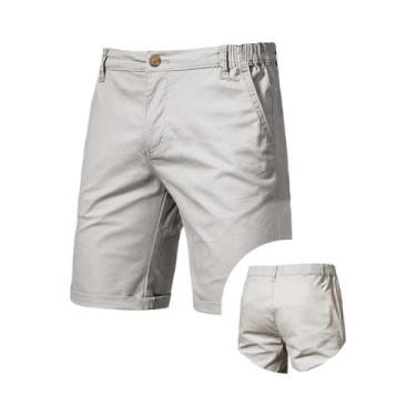 Imagem de Bermudas Cargo Masculinas De Verão Em Cor Sólida, Casuais, De Algodão,