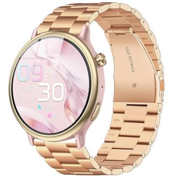 Imagem de Lamshaw Pulseira de substituição de aço inoxidável de aço inoxidável compatível com Paukila S95, P91, H31, P114 (ouro rosa, pulseira de tamanho de 22 mm)