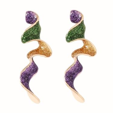 Imagem de RLHRNDE Brinco de carnaval feminino com glitter colorido três cores asas amor coração laço flores gêmeas crisântemo folha de bordo brinco delicado carnaval cosplay festa brinco brilhante carnaval moda