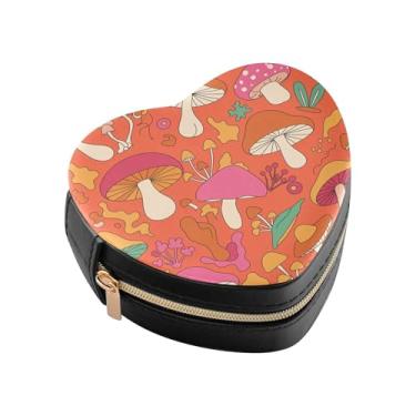 Imagem de Burbuja Caixa de joias hippie em forma de coração, mini estojo de joias de viagem para mulheres e meninas, estojo portátil organizador de armazenamento para brincos, anéis, colares e pulseiras