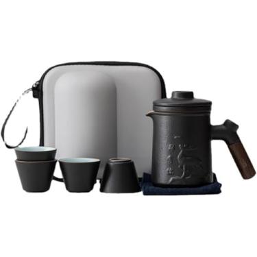 Imagem de Conjunto de chá de viagem conveniente com você por todo o caminho, uma panela e quatro xícaras, com uma capacidade de 10,4 e uma capacidade de xícara de 45,4 g-Q1